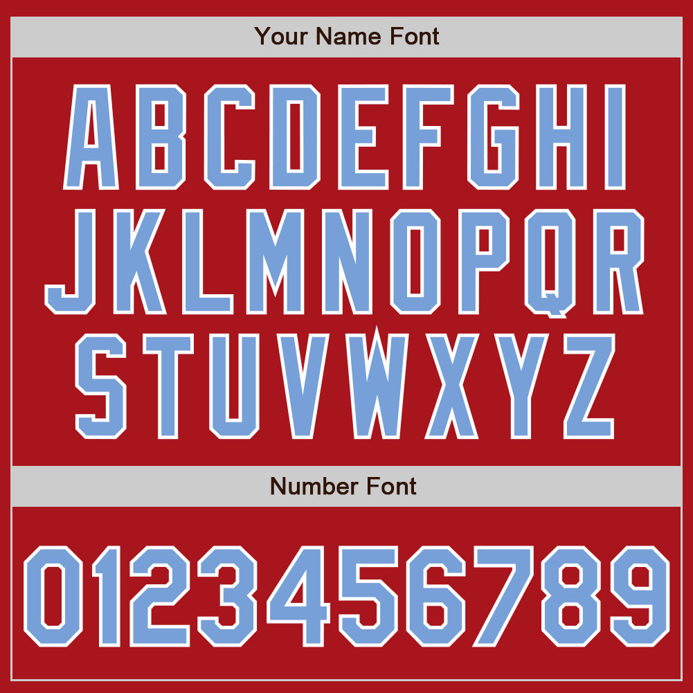 Personalized Red Light Blue-White Bomber Full-Snap Varsity Letterman Two Tone Jacket Team Custom Name and Number Personalized Red Light Blue-White Bomber Full-Snap Varsity Letterman Two Tone Jacket Team Custom Name and Number - Image 5
