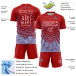 Personalized Red Light Blue-White Line Sublimation Soccer Uniform Jersey Team Custom Name and Number