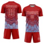 Personalized Red Light Blue-White Line Sublimation Soccer Uniform Jersey Team Custom Name and Number
