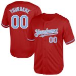 Personalized Red Light Blue-White Mesh Authentic Throwback Baseball Jersey Team Custom Name and Number