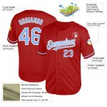 Personalized Red Light Blue-White Mesh Authentic Throwback Baseball Jersey Team Custom Name and Number