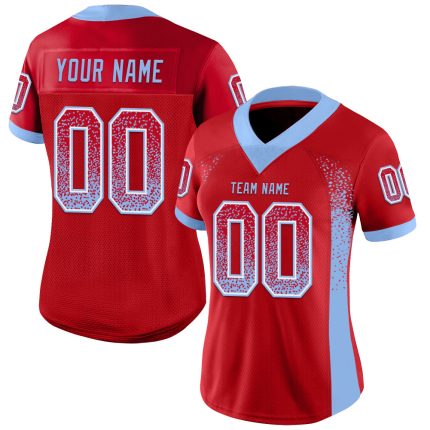 Personalized Red Light Blue-White Mesh Drift Fashion Football Jersey Team Custom Name and Number