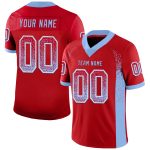 Personalized Red Light Blue-White Mesh Drift Fashion Football Jersey Team Custom Name and Number