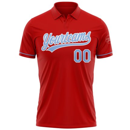 Personalized Red Light Blue-White Performance Vapor Golf Polo Shirt Team Custom Name and Number