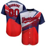 Personalized Red Navy 3D Pattern Design Abstract Sport Authentic Baseball Jersey Team Custom Name and Number
