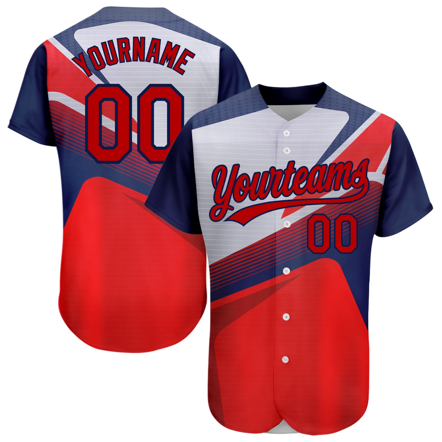 Personalized Red Navy 3D Pattern Design Abstract Sport Authentic Baseball Jersey Team Custom Name and Number