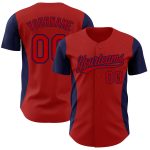 Personalized Red Navy 3D Pattern Design Side Stripes Authentic Baseball Jersey Team Custom Name and Number