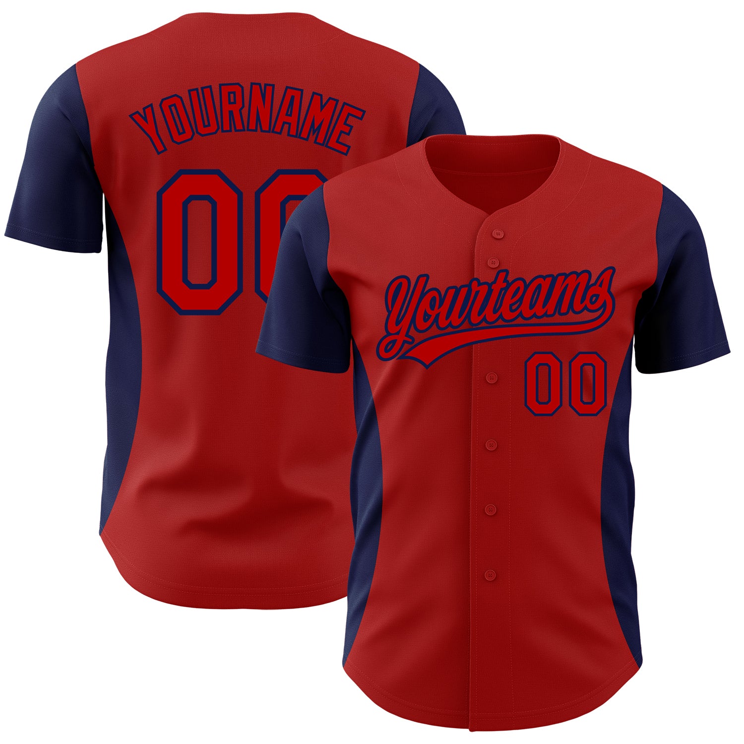Personalized Red Navy 3D Pattern Design Side Stripes Authentic Baseball Jersey Team Custom Name and Number