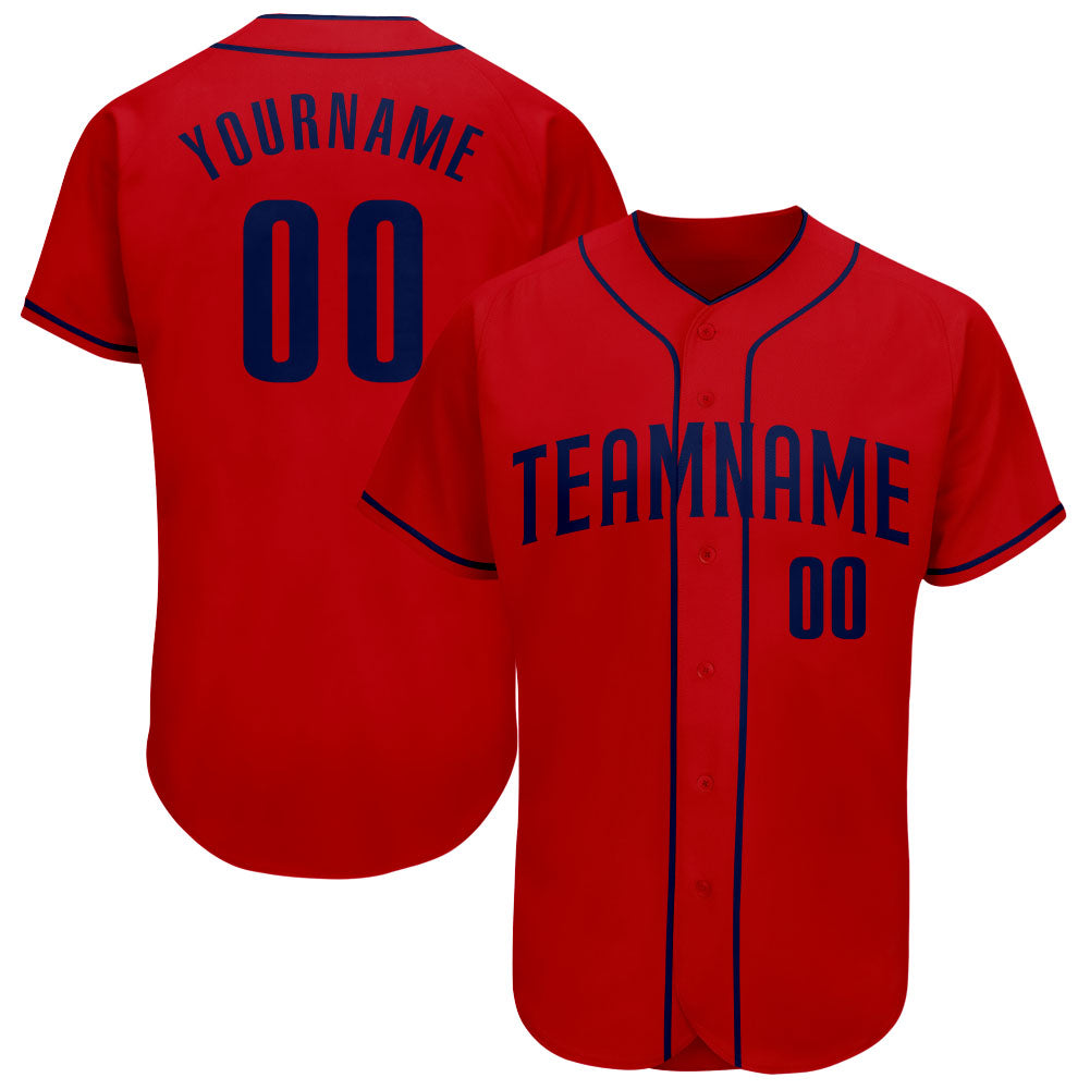 Personalized Red Navy Authentic Baseball Jersey Team Custom Name and Number
