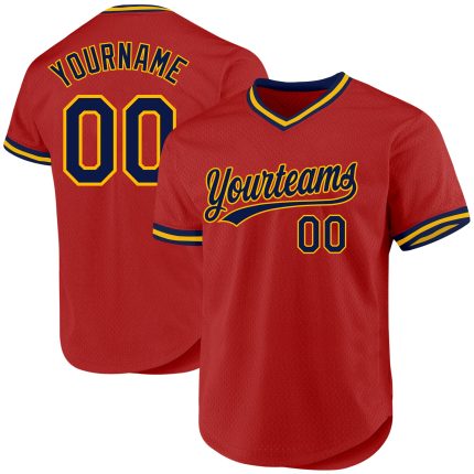 Personalized Red Navy Authentic Throwback Baseball Jersey Team Custom Name and Number