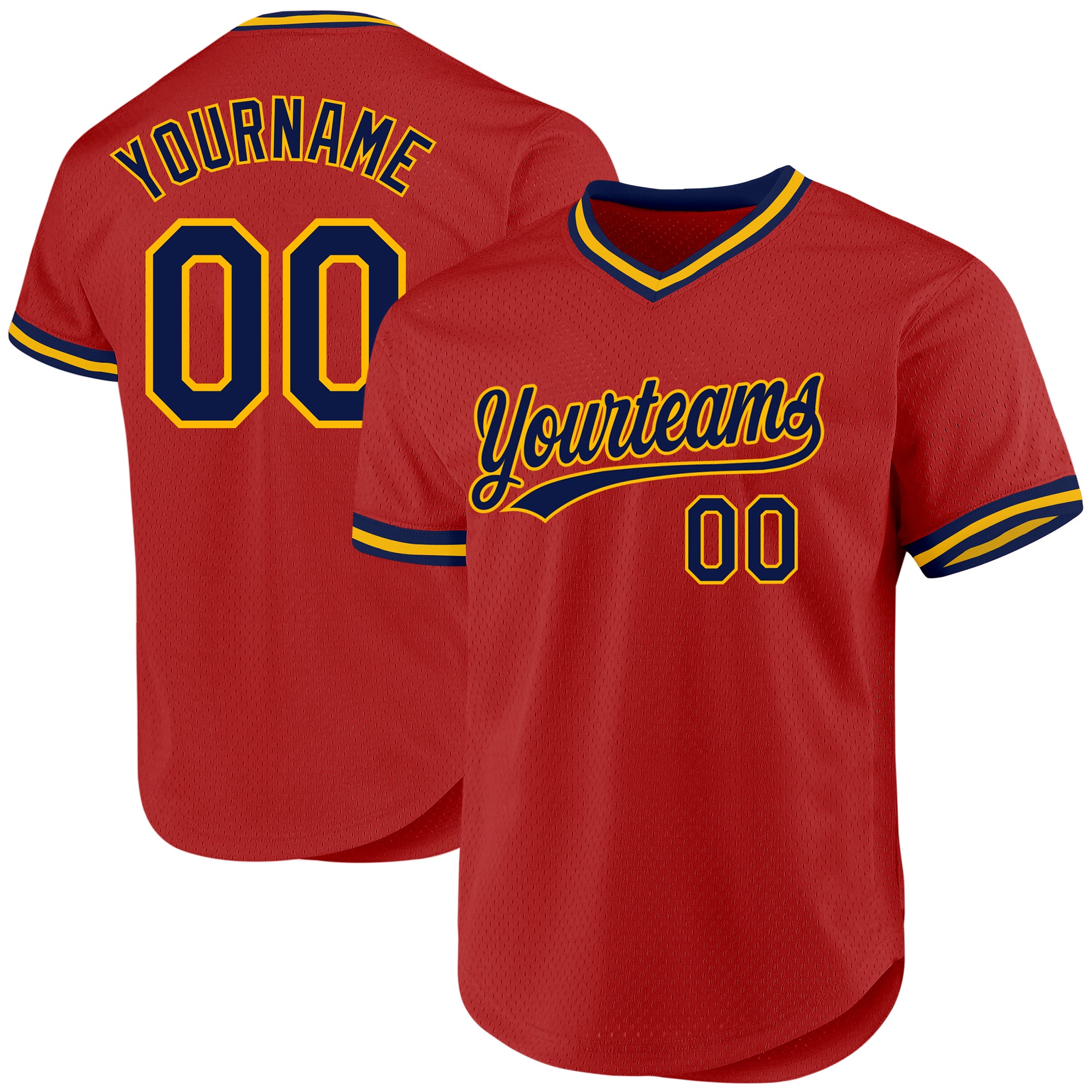 Personalized Red Navy Authentic Throwback Baseball Jersey Team Custom Name and Number