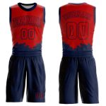 Personalized Red Navy Color Splash Round Neck Sublimation Basketball Suit Jersey Team Custom Name and Number
