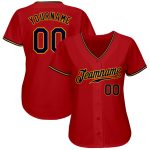 Personalized Red Navy-Gold Authentic Baseball Jersey Team Custom Name and Number