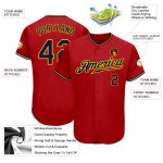 Personalized Red Navy-Gold Authentic Baseball Jersey Team Custom Name and Number