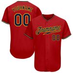 Personalized Red Navy-Gold Authentic Baseball Jersey Team Custom Name and Number