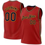 Personalized Red Navy-Gold Authentic Throwback Basketball Jersey