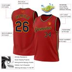 Personalized Red Navy-Gold Authentic Throwback Basketball Jersey