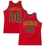 Personalized Red Navy-Gold Authentic Throwback Basketball Jersey Team Custom Name and Number