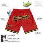 Personalized Red Navy-Gold Authentic Throwback Basketball Shorts