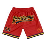 Personalized Red Navy-Gold Authentic Throwback Basketball Shorts