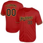 Personalized Red Navy-Gold Mesh Authentic Throwback Baseball Jersey Team Custom Name and Number