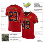 Personalized Red Navy-Gold Mesh Authentic Throwback Football Jersey Team Custom Name and Number
