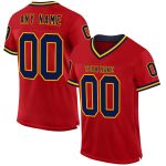 Personalized Red Navy-Gold Mesh Authentic Throwback Football Jersey Team Custom Name and Number