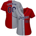 Personalized Red Navy-Gray Authentic Split Fashion Baseball Jersey Team Custom Name and Number
