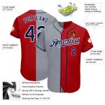 Personalized Red Navy-Gray Authentic Split Fashion Baseball Jersey Team Custom Name and Number