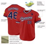 Personalized Red Navy-Gray Authentic Throwback Baseball Jersey Team Custom Name and Number