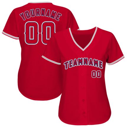 Personalized Red Navy-Gray Baseball Jersey Team Custom Name and Number