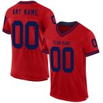 Personalized Red Navy Mesh Authentic Throwback Football Jersey Team Custom Name and Number