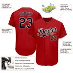 Personalized Red Navy-Old Gold Authentic Baseball Jersey