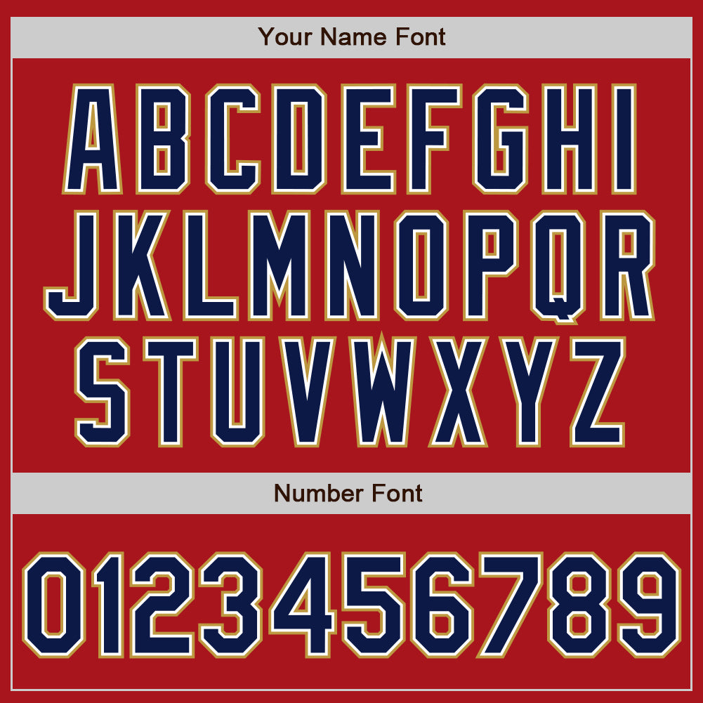 Personalized Red Navy-Old Gold Authentic Raglan Sleeves Baseball Jersey Team Custom Name and Number Personalized Red Navy-Old Gold Authentic Raglan Sleeves Baseball Jersey Team Custom Name and Number - Image 5