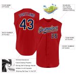 Personalized Red Navy-Old Gold Authentic Sleeveless Baseball Jersey