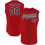 Personalized Red Navy-Old Gold Authentic Sleeveless Baseball Jersey Team Custom Name and Number