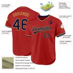Personalized Red Navy-Old Gold Authentic Throwback Baseball Jersey Team Custom Name and Number
