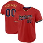Personalized Red Navy-Old Gold Authentic Throwback Baseball Jersey Team Custom Name and Number