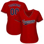 Personalized Red Navy-Old Gold Baseball Jersey Team Custom Name and Number
