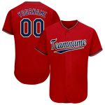 Personalized Red Navy-Old Gold Baseball Jersey Team Custom Name and Number