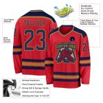 Personalized Red Navy-Old Gold Hockey Jersey