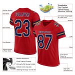 Personalized Red Navy-Old Gold Mesh Authentic Football Jersey Team Custom Name and Number