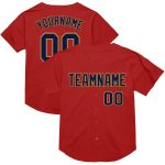 Personalized Red Navy-Old Gold Mesh Authentic Throwback Baseball Jersey