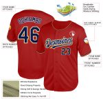 Personalized Red Navy-Old Gold Mesh Authentic Throwback Baseball Jersey Team Custom Name and Number