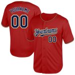 Personalized Red Navy-Old Gold Mesh Authentic Throwback Baseball Jersey Team Custom Name and Number