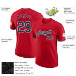 Personalized Red Navy-Old Gold Performance T-Shirt Team Custom Name and Number