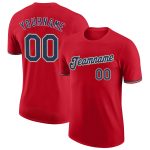 Personalized Red Navy-Old Gold Performance T-Shirt Team Custom Name and Number
