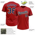 Personalized Red Navy-Old Gold Two-Button Unisex Softball Jersey Team Custom Name and Number