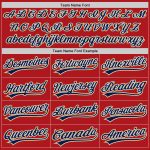 Personalized Red Navy-Old Gold Two-Button Unisex Softball Jersey Team Custom Name and Number