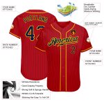 Personalized Red Navy Pinstripe Navy-Gold Authentic Baseball Jersey Team Custom Name and Number